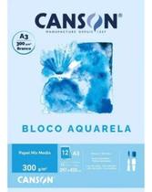 Bloco A3 300g Canson aquarela 12 folhas