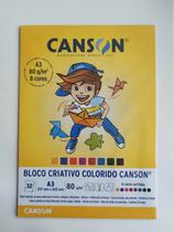 Bloco A3 80g Canson colorido com 32 folhas