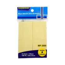 Bloco Adesivo 37,5x50mm 4 Blocos de 100 Folhas Amarelo - Masterprint