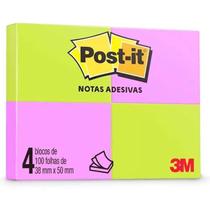 Bloco adesivo 38x50 100 fls verde e roxo POST-IT 3M