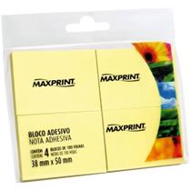 Bloco Adesivo 38x50mm 4x100 Folhas Amarelo Maxprint