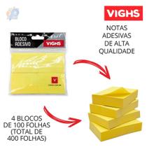 Bloco Adesivo 38x51 com 4 Blocos de 100 Folhas cada Amarelo V-1051 - Vighs Bloco Adesivo 38x51 com 4 Blocos de 100 Folhas cada Amarelo V-1051 - Vighs