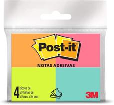 Bloco adesivo 3M post-it 38X50mm tropical com 4 blocos Bloco adesivo 3M post-it 38X50mm tropical com 4 blocos