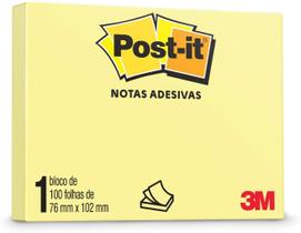 Bloco adesivo 3M post-it 76X102mm amarelo 100 folhas
