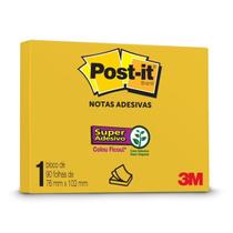 Bloco adesivo 3M post-it 76X102mm amarelo sol 90 folhas