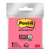 Bloco adesivo 3M post-it 76X76mm rosa 45 folhas