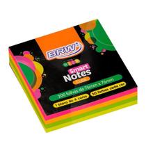 Bloco adesivo 76x76 200 fls 4 cores neon Brw Bloco adesivo 76x76 200 fls 4 cores neon Brw