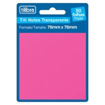 Bloco Adesivo 76x76mm Tili Notes Transparente Rosa 344699 TILIBRA