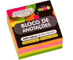 Bloco Adesivo Anotacoes Post-It 76X76 Neon 400Fls Brw