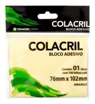 Bloco adesivo colacril 76x76mm amarelo neon 100fls postite