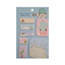 Bloco Adesivo de Anotações Fofo Cacto Azul/Rosa Unissex