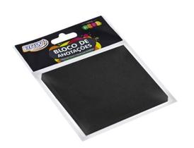 Bloco Adesivo de Anotações Preto 50 Fohas BRW - Unidade/Kit Recados Lembretes Autoadesivo Notas Adesivas