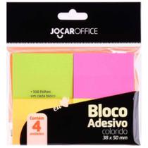 Bloco Adesivo Fluorescente 38mm x 50mm 4 Unidades Jocar Office