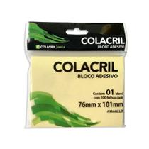 Bloco Adesivo para Recado Colacril Amarelo 76x101mm com 100 folhas Bloco Adesivo para Recado Colacril Amarelo 76x101mm com 100 folhas
