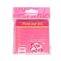 Bloco Adesivo Pink Vibes Lista 76Mmx76mm 100 Folhas Caixa com 12 Blocos Leoarte Leonora - 91143