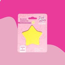 Bloco adesivo pink vibes transparente estrela 72x72mm 50 folhas leoarte