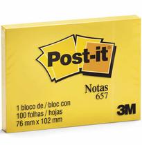 Bloco Adesivo Post-it 76x102 Amarelo 100 Folhas 8132 / Unidade / 3m