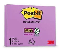Bloco Adesivo Post-It 76x102 Com 90 Folhas 3M ROXO
