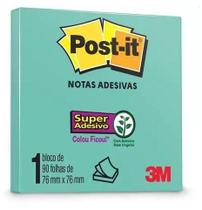 Bloco Adesivo Post-It 76x76 Com 90 Folhas AZUL AQUA