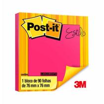 Bloco Adesivo Post-it 76x76 Pink Neon 90 Folhas 9959 3m - Bl