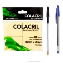 Bloco Adesivo Post-it Anotações Amarelo 38x50 + 2 Canetas Bic Bloco Adesivo Post-it Anotações Amarelo 38x50 + 2 Canetas Bic