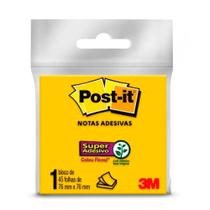Bloco Adesivo Post-It com 45 Fls 76x76 Amarelo Neon - 3M
