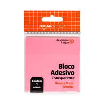 Bloco Adesivo Recado 76x76 Transparente Rosa 50 Folhas - Jocar Office