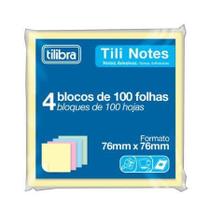Bloco Adesivo Tili Notes 76x76mm 400 Folhas 4 Cores Bloco Adesivo Tili Notes 76x76mm 400 Folhas 4 Cores
