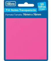 Bloco Adesivo Tilibra Tili Notes 76x76mm 50 Folhas Transparente Rosa