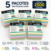 Bloco Anotação Rascunho Colorido 2500fls Escritório Mesa Recado Portaria Almoxarifado 5 Pacotes