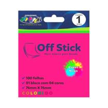 Bloco Anotações 4 Cores Neon Colorido 76mmx76mm 100 Folhas