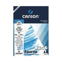 Bloco aquarela A4 300g - com 12 folhas - Canson