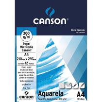 Bloco Aquarela Mix Media 12 Folhas papel A4 300g/m² Canson