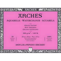 Bloco Arches Aquarelle 300 G/m² Grão Acetinado Branco 23x31cm 20 Folhas
