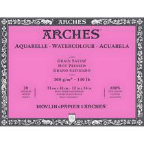 Bloco Arches Aquarelle 300 G/m² Grão Acetinado Branco 31x41cm 20 Folhas