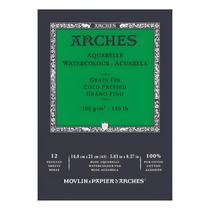 Bloco Arches Aquarelle 300 G/m² Grão Fino Branco A5 12 Folhas