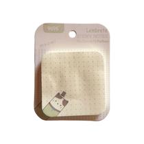 Bloco Auto Adesivo Gatinho e Bolinhas - Branco e Verde