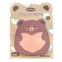 Bloco Auto Adesivo Urso Kawai - Marrom Coração