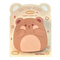 Bloco Auto Adesivo Urso Kawai - Marrom Feliz