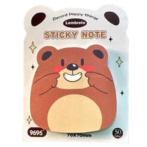 Bloco Auto Adesivo Urso Kawai - Marrom Sorrindo