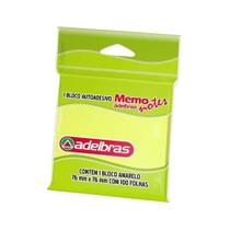 Bloco Autoadesivo Adelbras Memo Notes 76x76mm Amarelo Com 100 Folhas Para Recados E Anotações