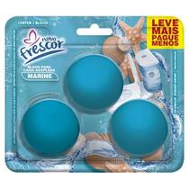 Bloco Caixa Acoplada MARINE TRIPLO Cartela 3 Blocos Tablete Sanitário Novo Frescor 45g Refrescante Aroma do Ma
