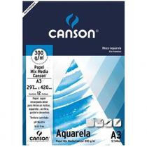 Bloco Canson A3 Branco Aquarela 12 Folhas 300g