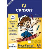 Bloco Canson A4 Branco - Escolar 140g/m2 - 20 Folhas Bloco Canson A4 Branco - Escolar 140g/m2 - 20 Folhas