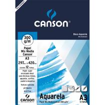 Bloco Canson Aquarela Mix Media Linha Universitária 300g/m² A3 com 12 Folhas 66667181
