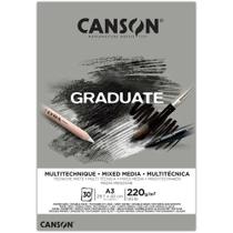 Bloco Canson Graduate Mixed Media A3 30fls 220grs Cinza Bloco Canson Graduate Mixed Media A3 30fls 220grs Cinza