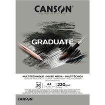 Bloco Canson Graduate Mixed Media Cinza A4 220 g/m 30 Fls C400110371