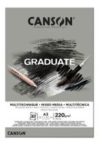 Bloco Canson Graduate Multi Tecnica Cinza 220g A3 30f Canson