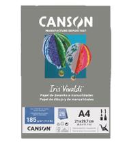 Bloco Canson Iris Vivaldi A4 Cinza Escuro c/ 25 Folhas 185g