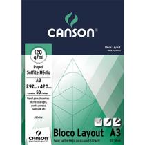 Bloco Canson Layout Papel Sulfite Médio A3 120 g/m 50fls 66667155 Bloco Canson Layout Papel Sulfite Médio A3 120 g/m 50fls 66667155
